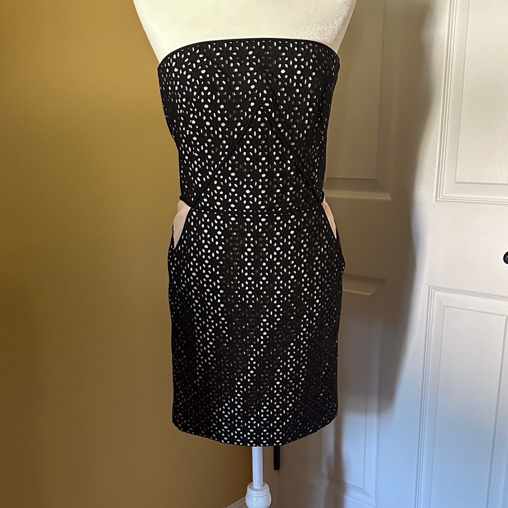 Maje Strapless Black and White Dress